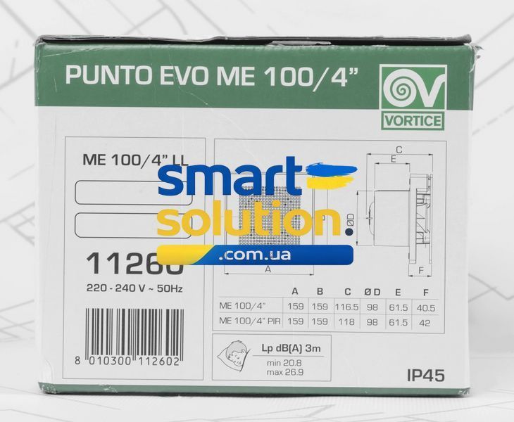 Витяжний вентилятор Vortice Punto Evo ME 100/4&rsquo;&rsquo; LL T 999416 фото