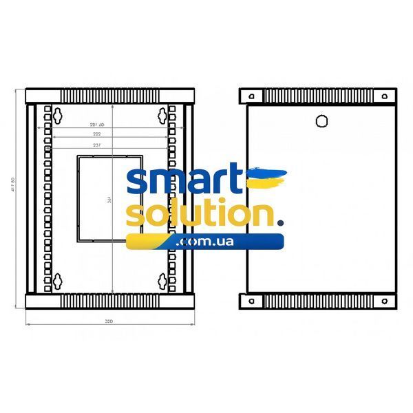 Серверный шкаф настенный 10&Prime; 8U UA-ШТК-8U-GR (425х320х300 мм) серый 77783333 фото